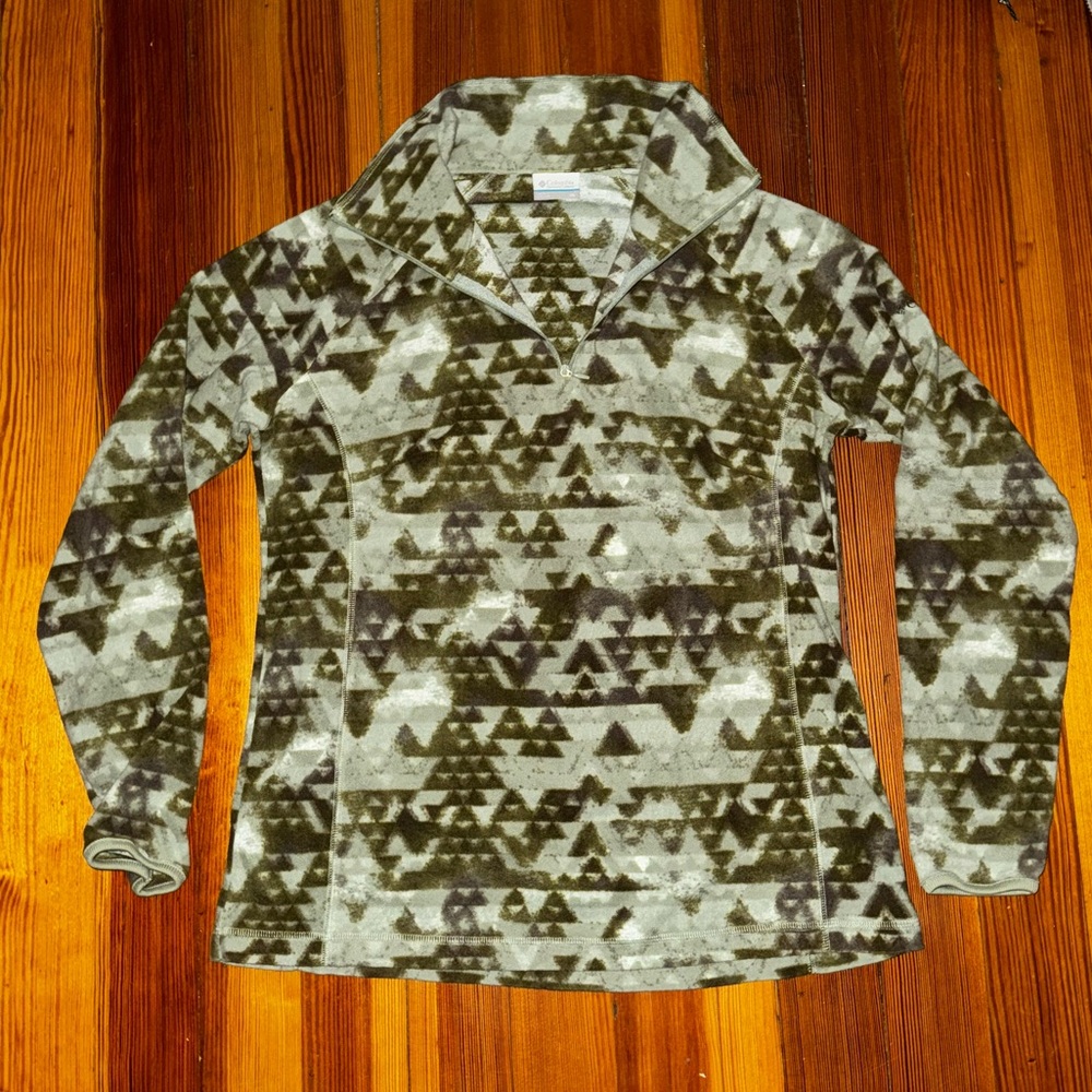 Columbia Olive Geometric Fleece Quarter Zip